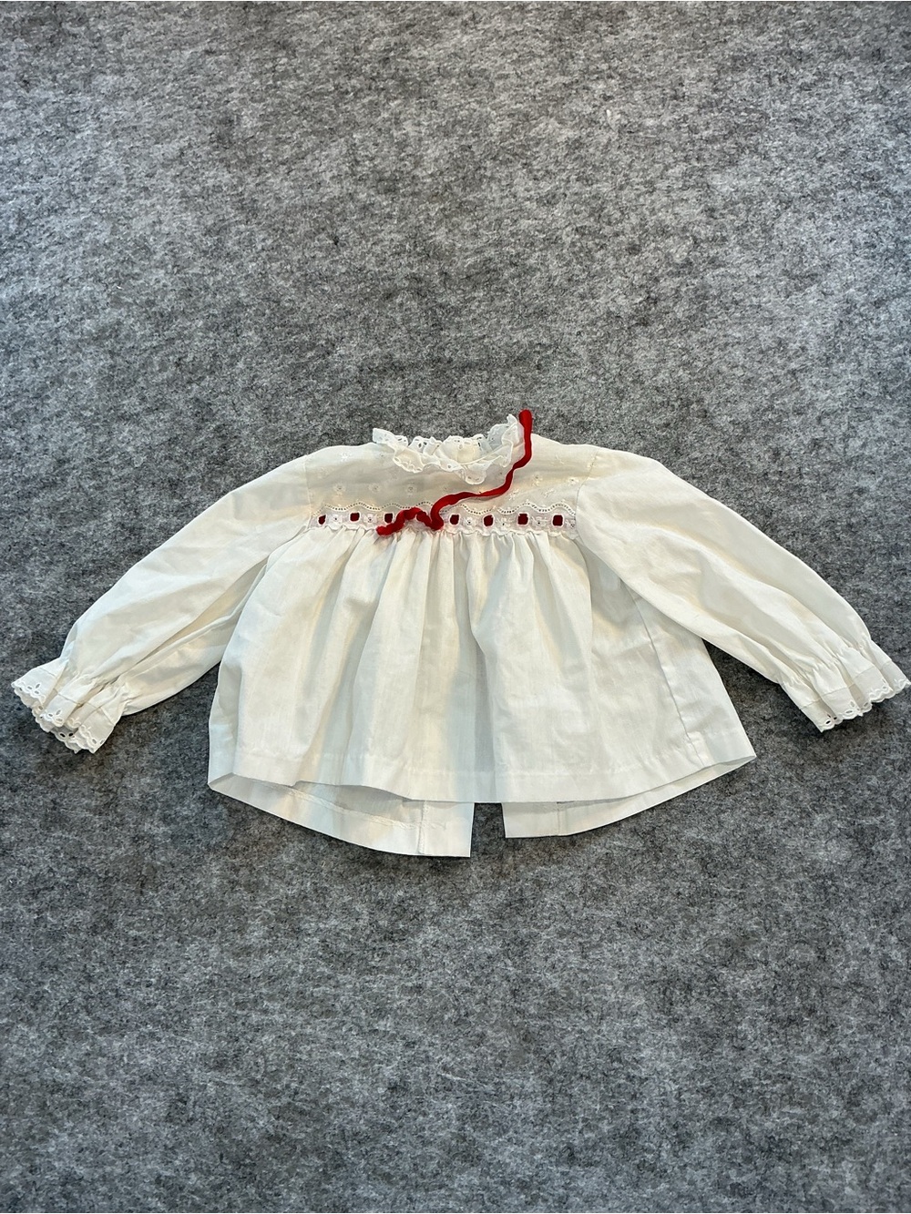 Good Lads Girls VINTAGE Prairie White Girls' Peasant Blouse with Red Trim